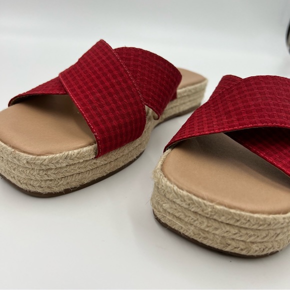 Lucky Brand Gayte Red Gingham Slide Flat Platform Y2K Slide Sandal Size 10 EUC - Picture 2 of 9